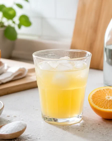 verre de cortisol cocktail maison avec orange eau de coco et pincée de sel