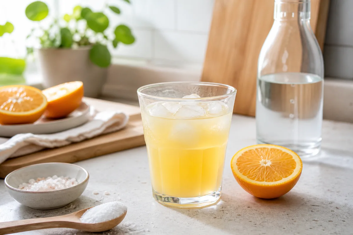 verre de cortisol cocktail maison avec orange eau de coco et pincée de sel